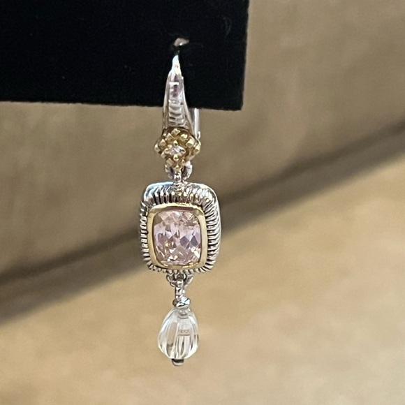 Judith Ripka Sterling 18k Gold Pink Quartz Diamond SINGLE Pierced Earring - Picture 11 of 11